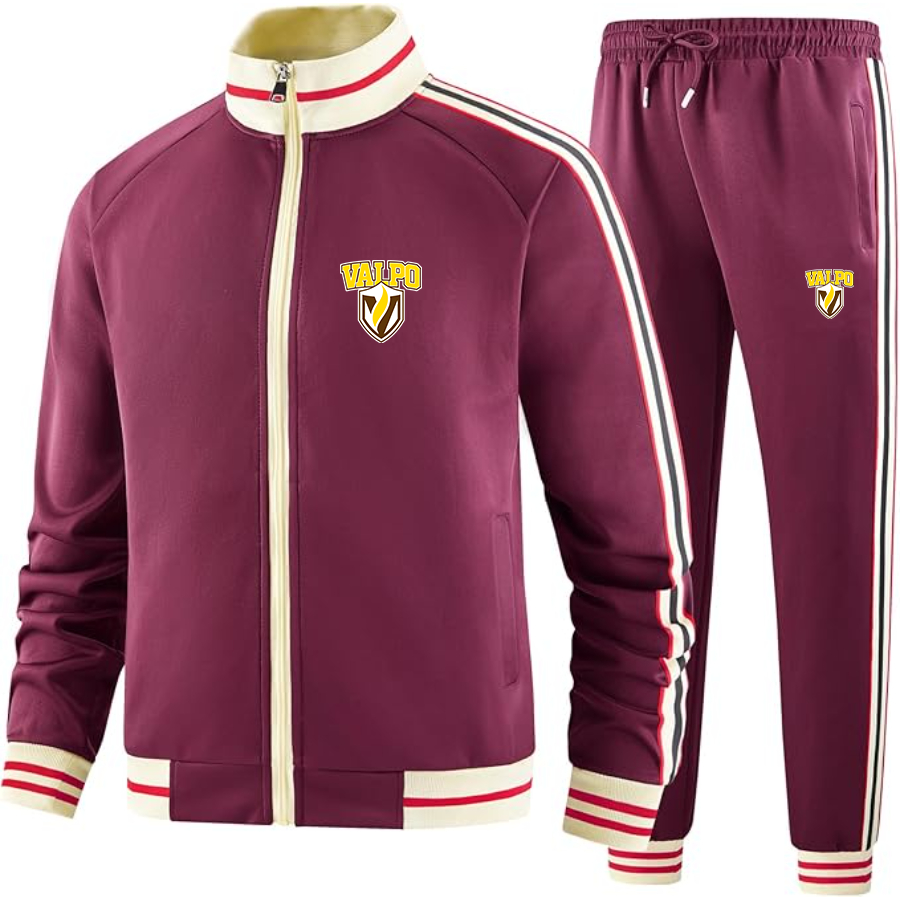 Men's Valparaiso Crusaders Tracksuit with Bold Striped Accents and Zippered Front